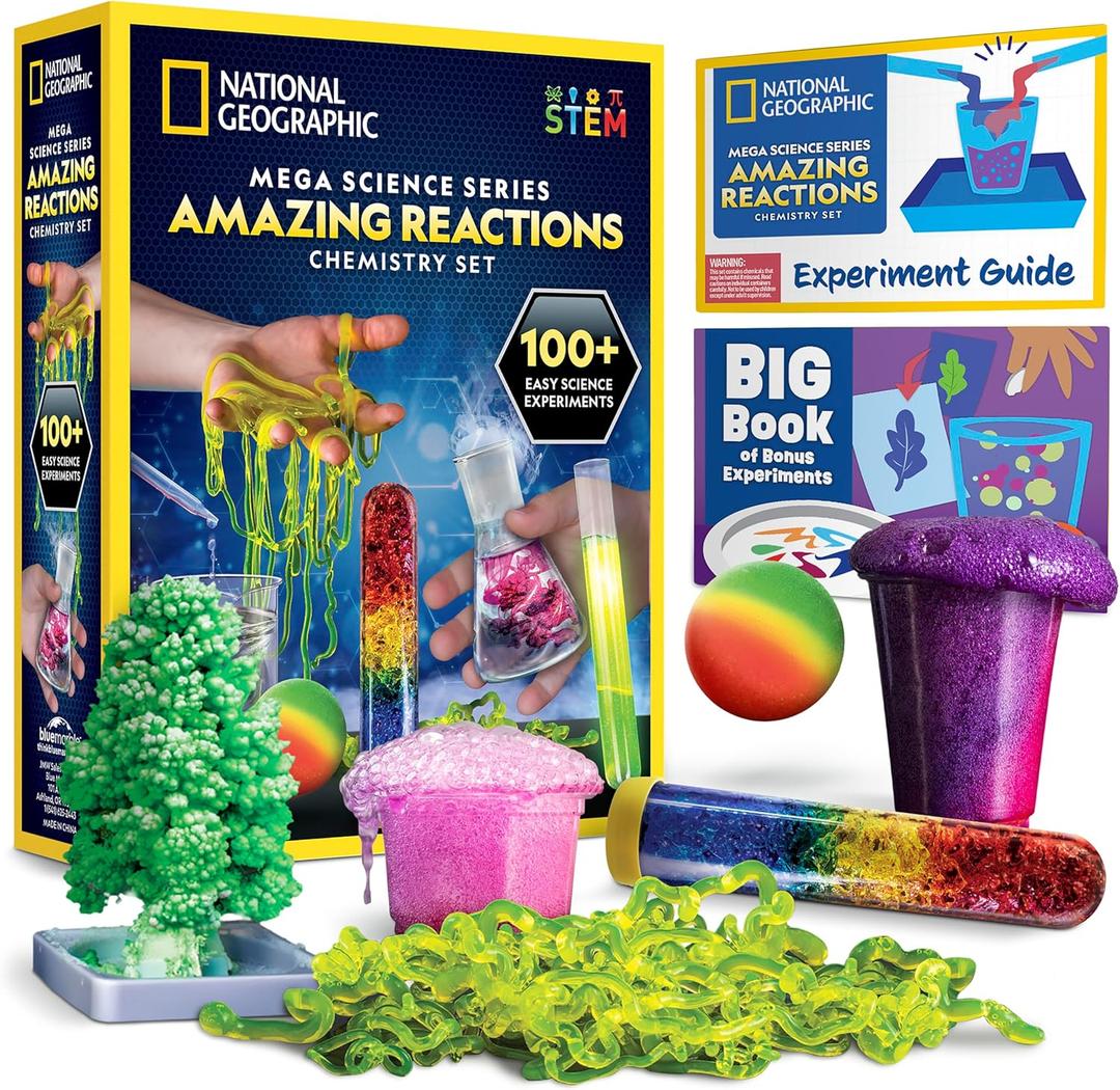 National Geographic Amazing Chemistry Set - Chemistry Kit with 45 Science Experiments Including Crystal Growing and Reactions, Science Kit for Kids, STEM Gift for Boys and Girls 