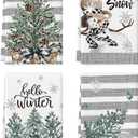 Artoid Mode Xmas Tree Truck Snowman Winter Kitchen Towels Dish Towels, 18x26 Inch Holiday Let It Snow Christmas Decoration Hand Towels Set of 4