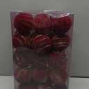 2.36 Inch Burgundy Velvet Christmas Ornaments, 30PCS Flocked Plastic Balls with 6 Patterns, Vintage Christmas Ornaments for Living Rooms, Bedrooms and Christmas, New Year (Red)