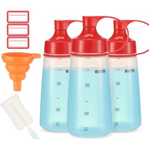 Condiment Squeeze Bottle for Sauces Wide Mouth, Plastic Squeeze Bottles for Condiments, Paint, Ketchup, Mustard, Oil, Resin, Baking, Cake Decorating, Cleaning, BPA Free-Food Grade (10 oz., 3, Count)