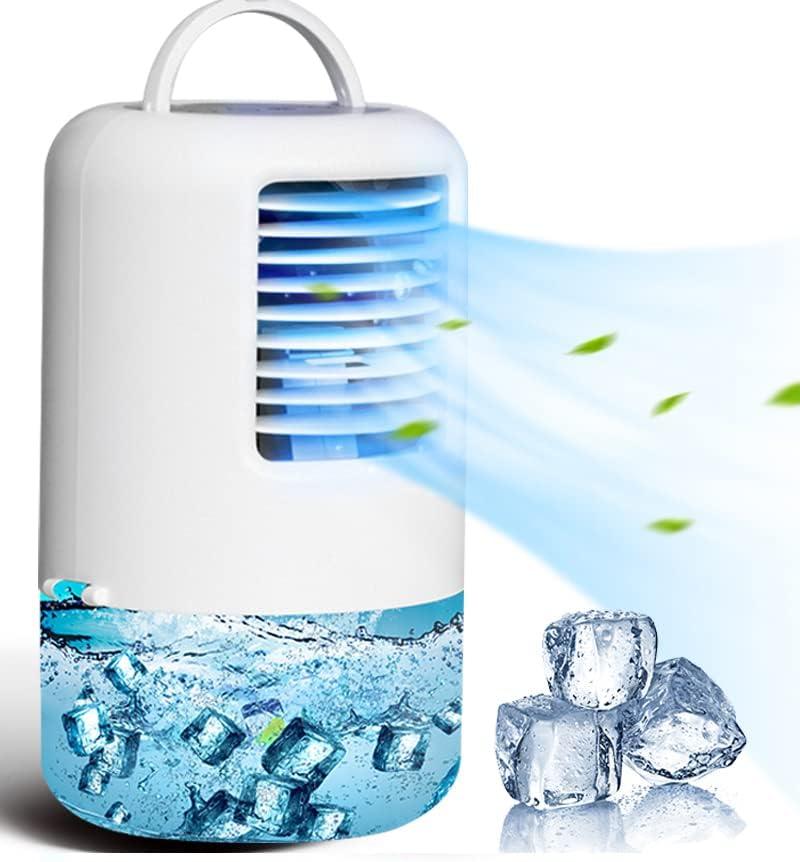 Qinmay Portable Air Conditioner Touch Screen with 7 Colors Night Light, 16.90oz (500ml) Water Tank Capacity, Personal Space Timed Air Cooler Humidifier Misting Fan for Office Room, White Qinmay Portable Air Conditioner Touch Screen with 7 Colors Night Light, 16.90oz (500ml) Water Tank Capacity, Personal Space Timed Air Cooler Humidifier Misting Fan for Office Room, White