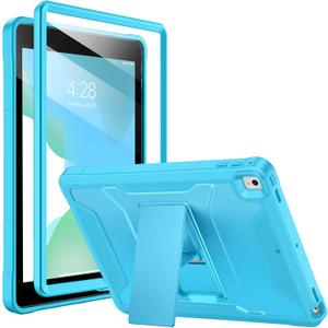 Soke Case for iPad 6th/5th Generation 9.7 Inch 2018/2017,with Built-in Screen Protector and Kickstand, Rugged Full-Body Heavy Duty Protective Cover for Apple iPad Air 2 /Pro 9.7 - Cyan Blue