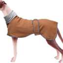 Geyecete Greyhound Cosy Fleece Jumper,Dog Winter Coat with Warm Fleece Lining,Outdoor Dog Apparel with Adjustable Bands-Brown-XXXL