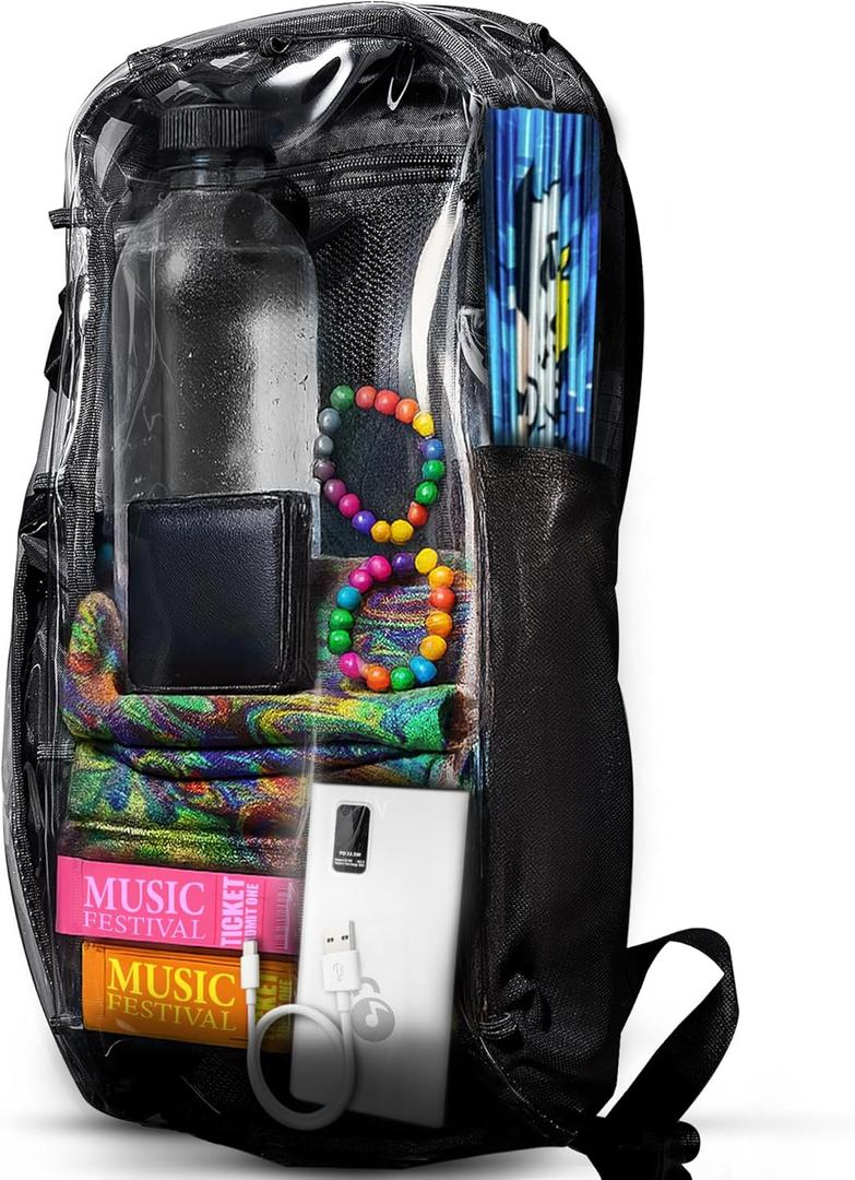 Lunchbox Clear Lite Pack Anti Theft Clear Bag for Stadium Events with Locking Zippers Protects Items at Festivals, Concerts, and Traveling. Backpack is Compliant with Most Venue Bag Policies