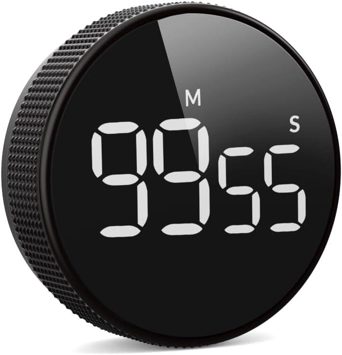 Timers, Kitchen Timer for Kids, Digital Countdown Magnetic Egg Timer for Cooking, Quiet for Children and Teacher for classrooms (All Black)