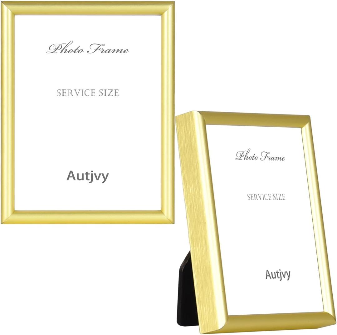 3x4 Poster Picture Frame Set of 2, Gold Modern Thin Metal gallery Photo Frame with HD Real Glass, Display for Tabletop and Wall, 2 Pack