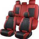Leather Car Seat Covers,Car Seat Protector Waterproof,Seat Covers Full Set, Car Seat Protectors 5 Seats,Automotive Seat Covers Fit Most Cars Wine Red