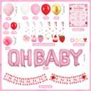 Strawberry Baby Shower Decorations Party Supplies - A Berry Sweet Baby Party Decor with Balloon Garland Arch, Backdrop, Tablecloth, Banner, Balloon Boxes, Cake Toppers, Mommy to Be Sash