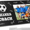 Blosssound Soccer Thanks Coach Gifts Sports Picture Frame with Pen Thanks Coach Frame 4 x 6 Inch Photo Gifts Wood Picture Decoration for Coaches Appreciation(1)