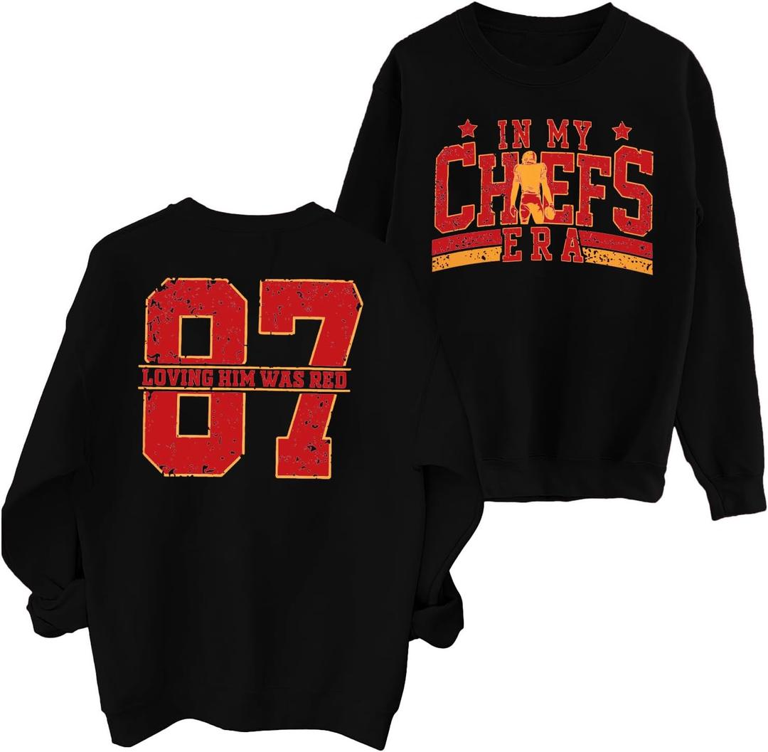 MNLYBABY Football Sweatshirt Women Game Day Sweatshirts in My Game day Era 87 Graphic Long Sleeve Tops, X-Large, Black