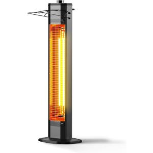 Outdoor Electric Patio Heater, 34-inch 1500W Infrared Tower Heater with Instant Heating, Tip-Over & Overheat Protection, IPX5 Waterproof Space Heater for Patio Garage Workshop Indoor & Outdoor Use (Standard - Carbon Black)