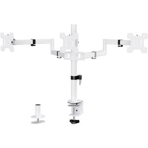 WALI Triple Monitor Mount, Three Monitor Desk Mount Fits 13-27in Screens, Holds up to 22lbs, Multiple Computer Stand with Tilt, Swivel, Rotation, VESA 75x75,100x100mm(M003S-W), White