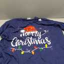 Merry Christmas Xmas Family Matching Apparel Merry Christmas Lights Red Santa Hat Xmas Family Men Women Long Sleeve T-Shirt, Blue XL