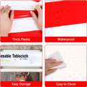 Red and White Striped Tablecloth Roll 52 in x 100 Ft with Slide Cutter Circus Carnival Party Supplies Halloween Christmas Plastic Picnic Table Cover for Indoor Outdoor Events Family Banquet Party