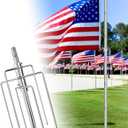 8FT In Ground Flag Pole for Outside House, Garden Flagpole with 304 Stainless Steel for Garden, Roadside, Campground, 7 Prongs Stabilizer Stand Base, Heavy Duty, Rust-Proof, Steady, Φ1 Inch (Silver)