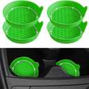 Bling Car Cup Coaster, 4PCS Crystal Rhinestone Silicone Anti Slip Vehicle Insert Drink Cup Mat, Shiny Diamond Auto Decorative Coasters for Women Girls, Universal Fit (Light Green)