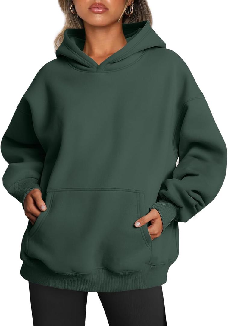 Trendy Queen Womens Oversized Hoodies Fleece Sweatshirts Fall Fashion Pullover Sweaters Winter Clothes (Small, Forest Green)