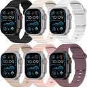 6 Pack Sport Bands for Apple Watch Ultra/3/2 Band 49mm 46mm 45mm 44mm 42mm 41mm 40mm 38mm iWatch Bands for Men Women,Waterproof Silicone Strap Wristband for Apple Watch Series 11 10 9 8 7 6 5 4 SE 3/2