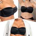 Strapless Bra 38C Bras for Women Push up Black (Black)