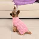 2 Pack Dog Sweaters for Small Dogs Winter Turtleneck Pullover Cable Knit Fleece Stretch Puppy Doggie Chihuahua Toy Poodle Yorkie Pomeranian Boy Girl Pet Clothes (S, Pink & Red)
