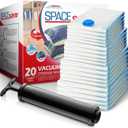 Spacesaver Vacuum Seal Bags for Clothing - Set of 20 (Variety Pack) Compression Storage Bag for Comforters and Bedding - Airtight Travel Packing Bags with Hand Pump