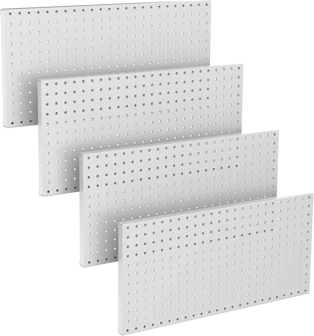TORACK 4Pcs Metal Pegboard Panels(12" x 24") for Wall, Garage Tools Organizer Pegboard for Workbench, Modular Peg Board, Tool Organizer Board Kit(Pack of 4, Grey) (Gray)