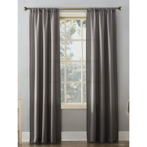 Mainstays Textured Solid Rod Pocket Curtain, Single Panel, Grey, 38"W x 84"L 2 Pack Grey And Light Grey