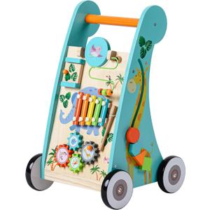 Teamson Kids Preschool Play Lab Wooden Baby Walker and Activity Station, Natural/Blue, One Size