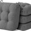 IASEAHK Chair Cushions for Dining Chairs, Dining Chair Cushions, Tufted Indoor Chair Pads with Ties & Non Slip Backing, Seat Cushions for Kitchen Chairs 16.5 x 16.5 x 3.5, Set of 4, Grey
