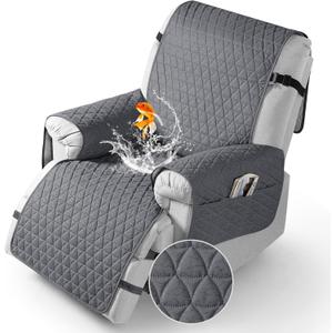 TAOCOCO 100% Waterproof Recliner Cover - Recliner Cover with Non-Slip Granule, Recliner Chair Covers with Elastic Band, Recliner Chair Covers for Reclining Chair(Dark Grey, Large-28'')