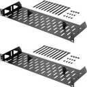 Tecmojo 1U Rack Shelf,19 inch Rack Shelf 6 inch Depth,Rack Mount Shelf with Anti-Slip Stops,Server Rack Shelf and Network Shelf for 19 in Equipments, 55lbs Capacity of Vented 1U Shelf,No Lip(2 Pack)