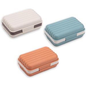 XJMWXHFC 3Pcs Travel Soap Containers with Lid, Portable Draining Soap Bar Holder for Traveling, Camping, Outdoor, Gym, Bathroom, Home (Blue, White, Brown)