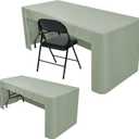 Nasitos 2 Pack Sage Green 6ft Table Cloth Fitted-Open Back Folding Table Cover Washable Fabric and Wrinkle Resistant Table Cloth for Trade Show, Book Fair, Career Fair, Convention, Events