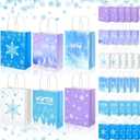 Henoyso 36 Pcs Snowflake Gift Bags with Handles Party Favor Goodie Bags Winter Wonderland Treat Bag for Candy, Christmas Holiday Supplies