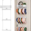 Over Door Hat Rack - 3 Tier Hat Organizer for Baseball Caps, Hat Holder with 18 Hooks and Metal Basket, Hat Hanger Storage up to 28 Caps for Closet, Bedroom(White)