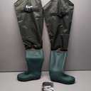 Ouzong, Fishing Hip Waders for Men Women with Boots Waterproof Lightweight 2-Ply PVC/Nylon Bootfoot for Fishing Hunting, Green 9