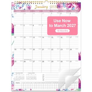 4 x Gannyfer 2026 Calendar, 14" x 11" Floral 2026 Wall Calendar, 18 Months from Oct. 2025 to Mar. 2027, Magnetic Fridge Calendar, Perfect for Home, School, Office (3 Stickers Included) (colorful)