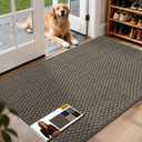 JSEI Dirt Trapper Door Mat 32"x48", Non-Slip Entryway Rugs Doormat Indoor, Washable Absorbent and Stain Resist Welcome Floor Mat for Front Door, Dog Door Mat, Dirty Wet Shoes & Paws, Greyish Brown