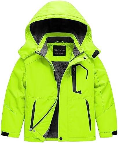 CREATMO US Boy's Waterproof Ski Jacket Warm Winter Snow Coat Windproof Snowboarding Rain Jacket XL