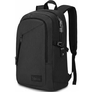 Mancro Business Travel Laptop Backpack, Anti Theft Slim Laptop Bag for Men and Women, Tech Computer Bag Fits 15.6 Inch Laptop and Notebook (Black)