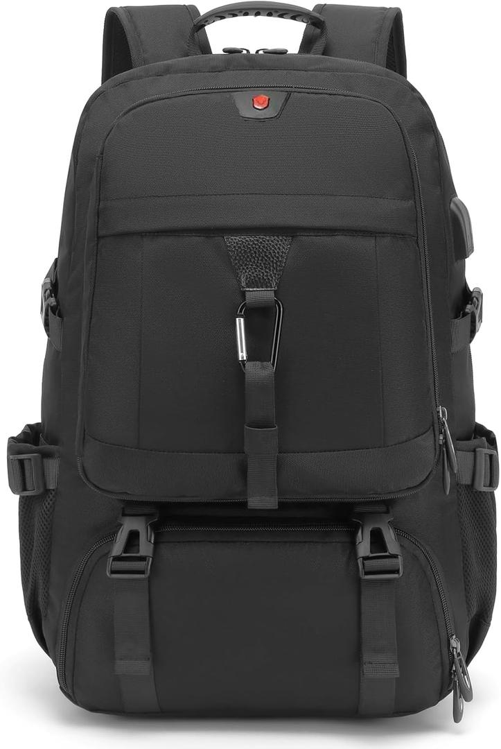 DUSLANG Travel laptop backpack, Extra Large 60L Traveling College Backpack,Large Capacity Backpack for Men Women,Fits 17 Inch Computer, USB Charging Port, Black (Black With Shoe Storage)
