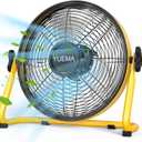 YUEMA Battery Operated Powered 14 Inch Floor Fan High Velocity Rechargeable Fan Cordless Metal Blade Portable Fan for Camping Travel Patio Tent Indoor Outdoor 360 Degree Manual Tilt 12 Speed