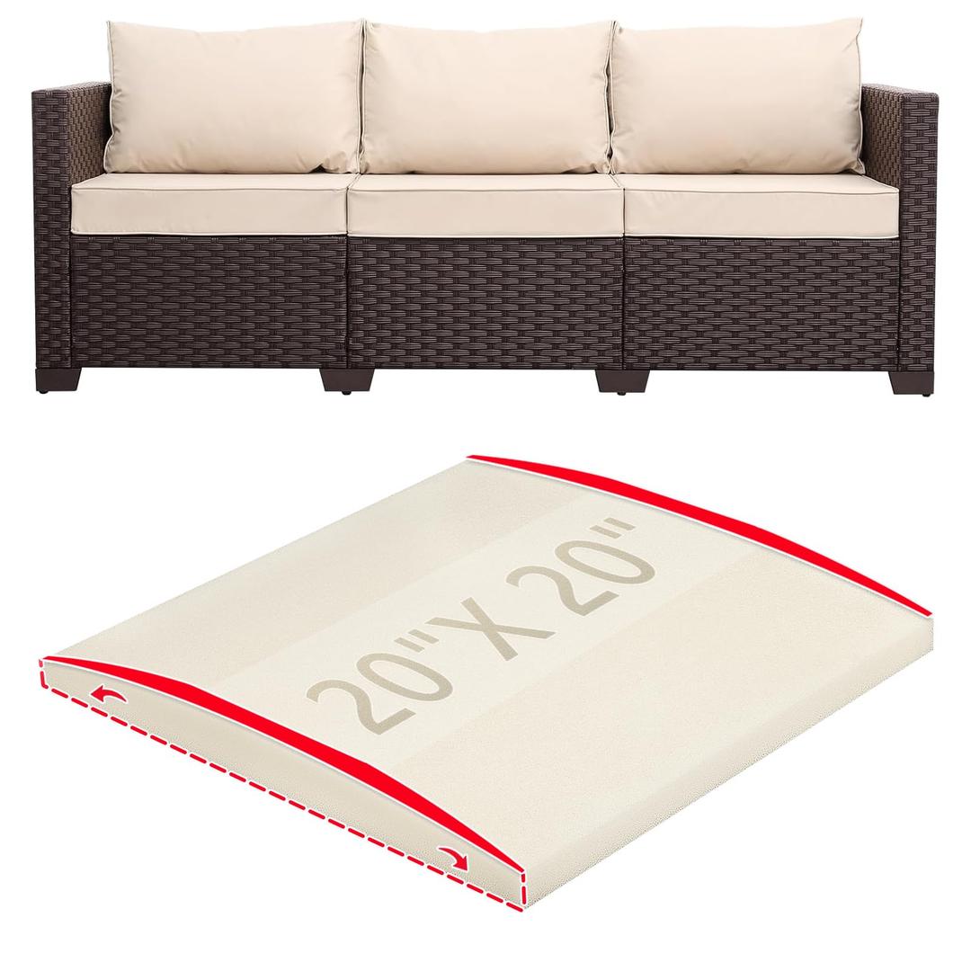 HAVARGO Couch Cushion Support for Outdoor Sagging Seat 20x20x2 Inches Couch Supports for Sagging Cushions, Quick-Drying and High Density Foam Sofa Cushion Support with Anti Slip Mesh Fabric Set of 3