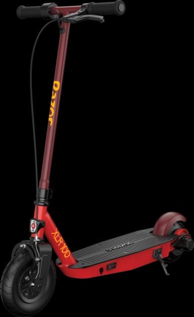 Razor Power Core XLR 100 Electric Scooter Outdoor Ride-On Toy for Ages 8+, Up to 10 MPH, 8" Pneumatic Front Tire, 90W High-Torque Hub Motor, Red