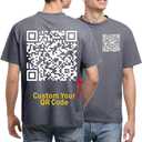 Tshirt for Men, Women. QR Code Logo Photo Text Funny QR Code Print on Your Hoodie Funny, Sweatshirt With QR Code, Add Any Link, Photo, or Text, Personalized Gift for Christmas, Large
