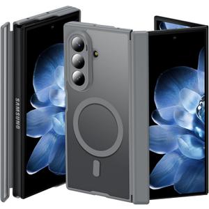 Hensinple for Samsung Galaxy Z Trifold Case Magnetic, Z Trifold Case[Hinge Protection] [Compatible with MagSafe], Magnetic Charing Translucent Matte Back Shockproof Phone Case for ZTriFold, Gray