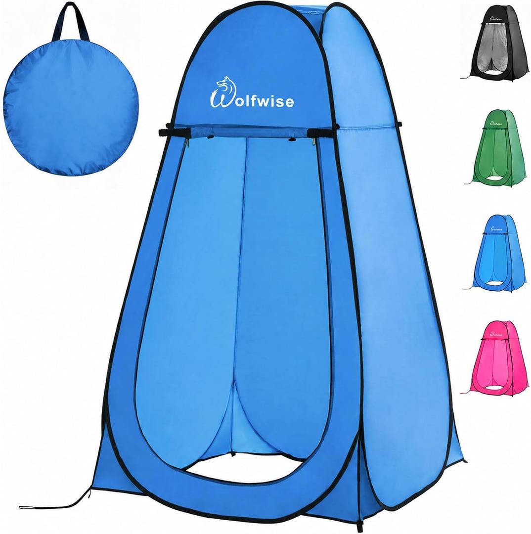 WolfWise Pop Up Shower Tent for Camping Essentials, Compact & Lightweight | Portable Instant Changing Tent with Window & Carry Bag, Privacy Dressing Room Bathroom for Outdoor, 6'3"/6'11" H, Standard: 6'3" H, 39.4" W