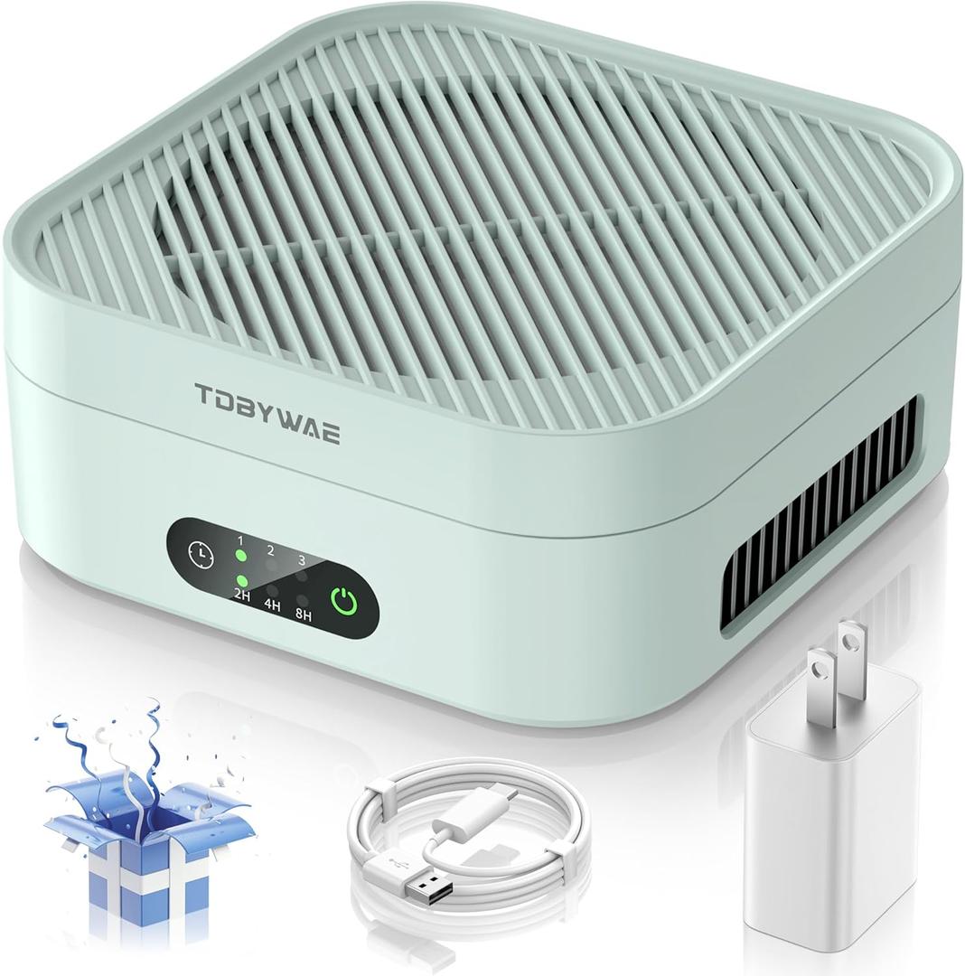 Air Purifiers for Home 600 Sq.Ft, TDBYWAE H13 True HEPA Air Purifier with USB Cable for Pets Dust Dander Pollen Odor Smoke, Small Portable Air Purifier for Bedroom Office Desktop Car RV (Green) (1 Pack, Green)