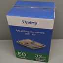 50 Pack (100-Piece) 32 oz Meal Prep Containers Reusable with Lids 3-Compartment, To Go Take Out Plastic Food Storage Containers, Sturdy Leakproof Food Safe, Microwave Freezer Dishwasher Safe, Green