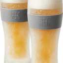 Frozen Pint Beer Glasses - Freezable Mugs Freeze Chiller, Birthday Gifts Him, Men, Dad, Guys, Cooling Cups 12oz Unbreakable Tritan Acrylic, Double Walled Insulated Glass Gift, Iced Coffee Tumbler, 2 Pack